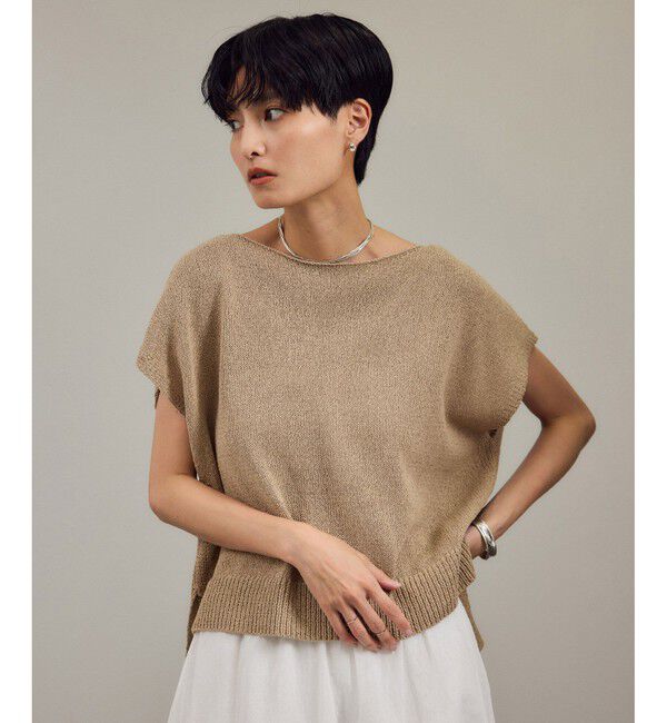 SALON adam et rope'「ペーパーヤーンフレンチスリーブプルオーバー［手洗い可/和紙素材］」|Tシャツ・カットソー|