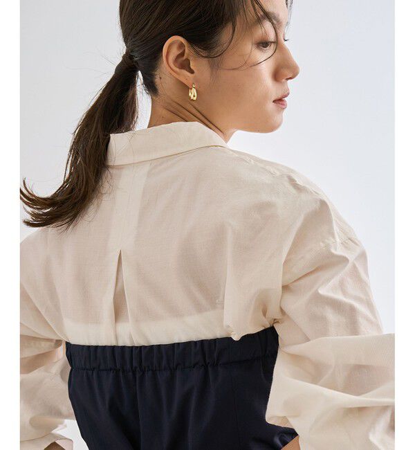 ROPE「【洗える】コットンシアークロップドシャツブラウス」|シャツ・ブラウス|