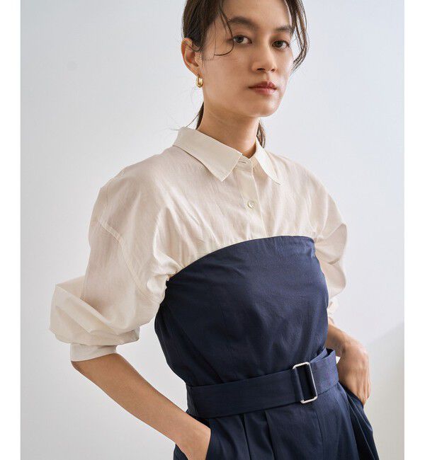 ROPE「【洗える】コットンシアークロップドシャツブラウス」|シャツ・ブラウス|