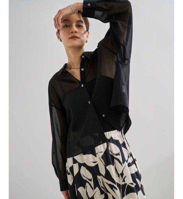 ROPE「【洗える】コットンシアークロップドシャツブラウス」|シャツ・ブラウス|