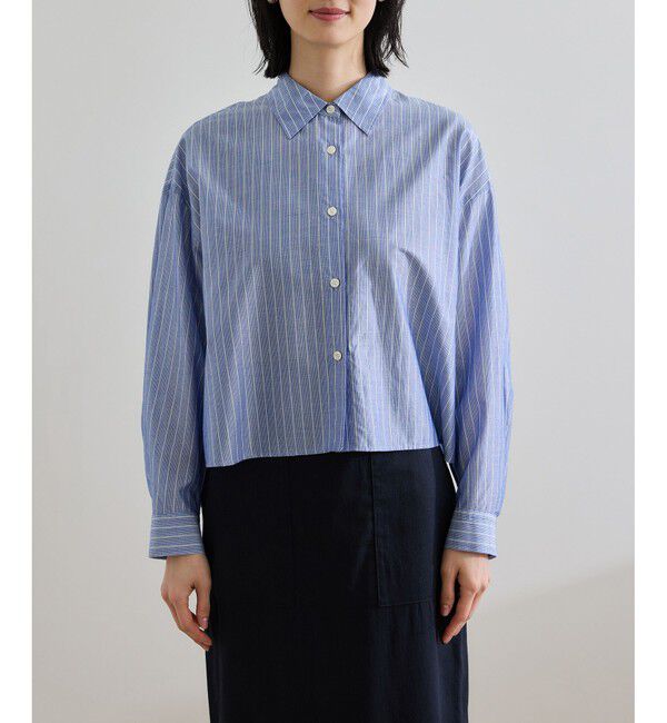 ROPE「【洗える】コットンシアークロップドシャツブラウス」|シャツ・ブラウス|