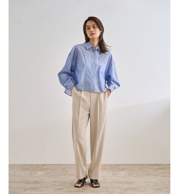 ROPE「【洗える】コットンシアークロップドシャツブラウス」|シャツ・ブラウス|