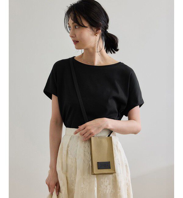 ROPE「【洗える】スーピマコットン アームレットＴシャツ」|Tシャツ・カットソー|ブラック(01)