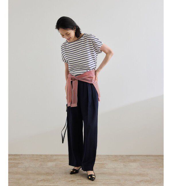 ROPE「【洗える】スーピマコットン アームレットＴシャツ」|Tシャツ・カットソー|