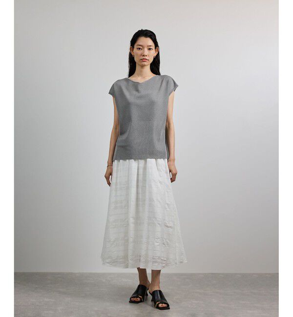 ROPE「【洗える】シャイニーフレンチスリーブプルオーバー」|シャツ・ブラウス|