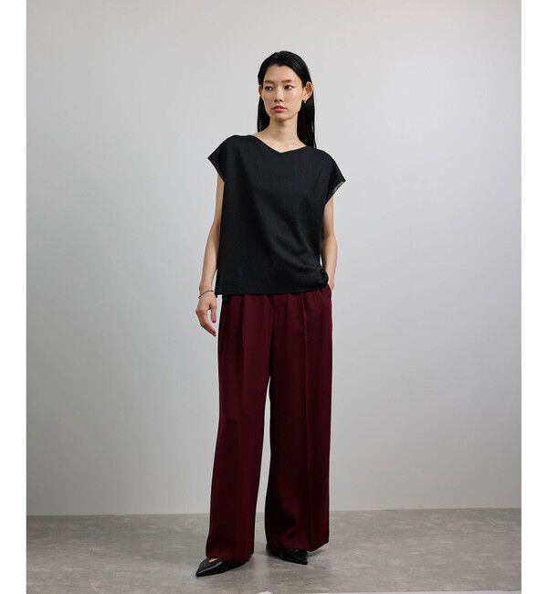 ROPE「【洗える】シャイニーフレンチスリーブプルオーバー」|シャツ・ブラウス|