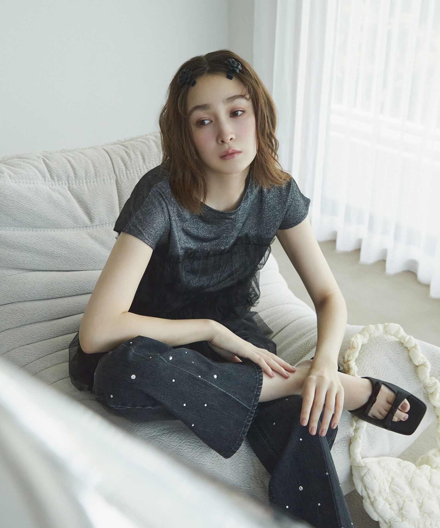 VIS「チュールコンビラメプルオーバー」|Tシャツ・カットソー|