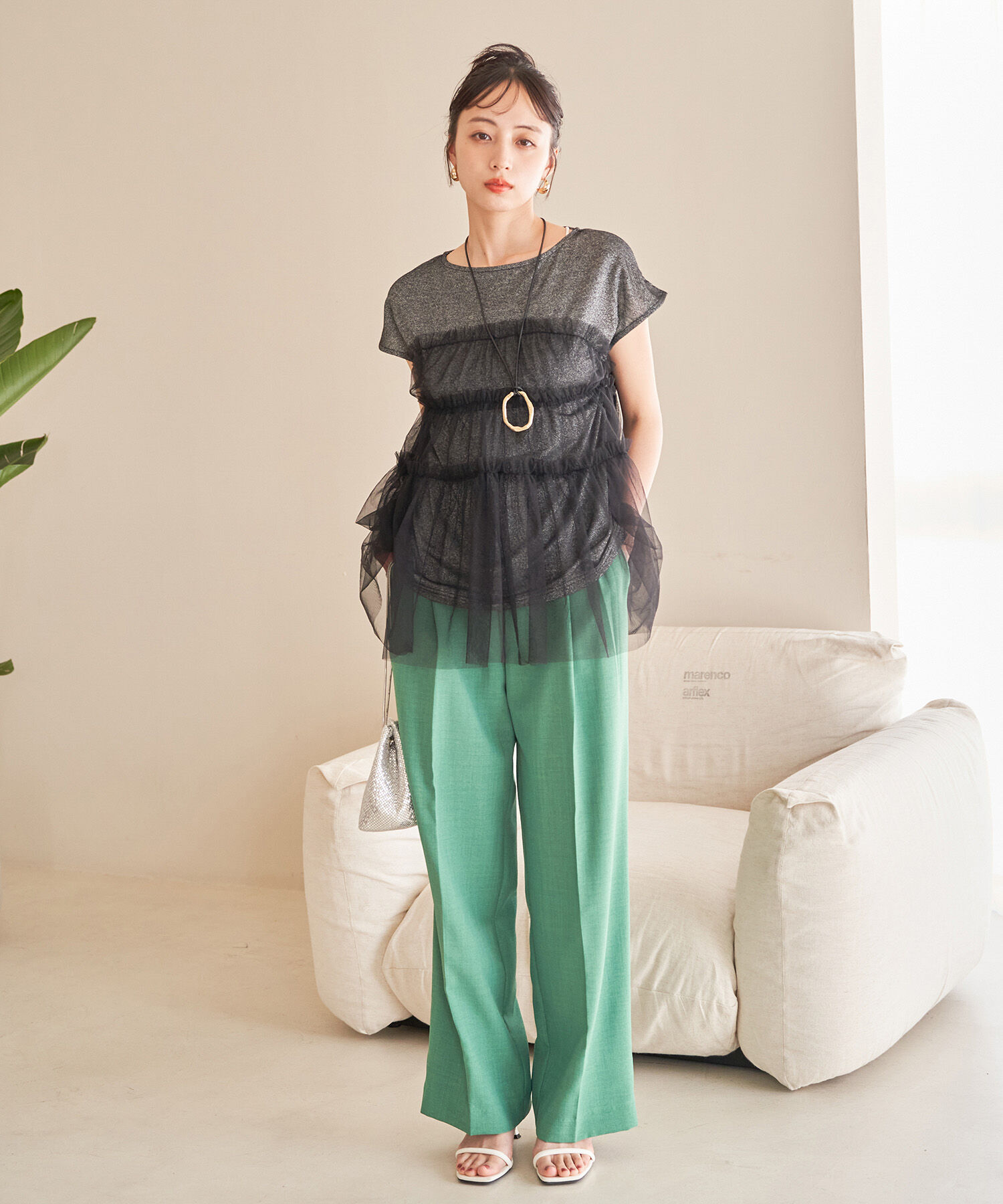 VIS「チュールコンビラメプルオーバー」|Tシャツ・カットソー|