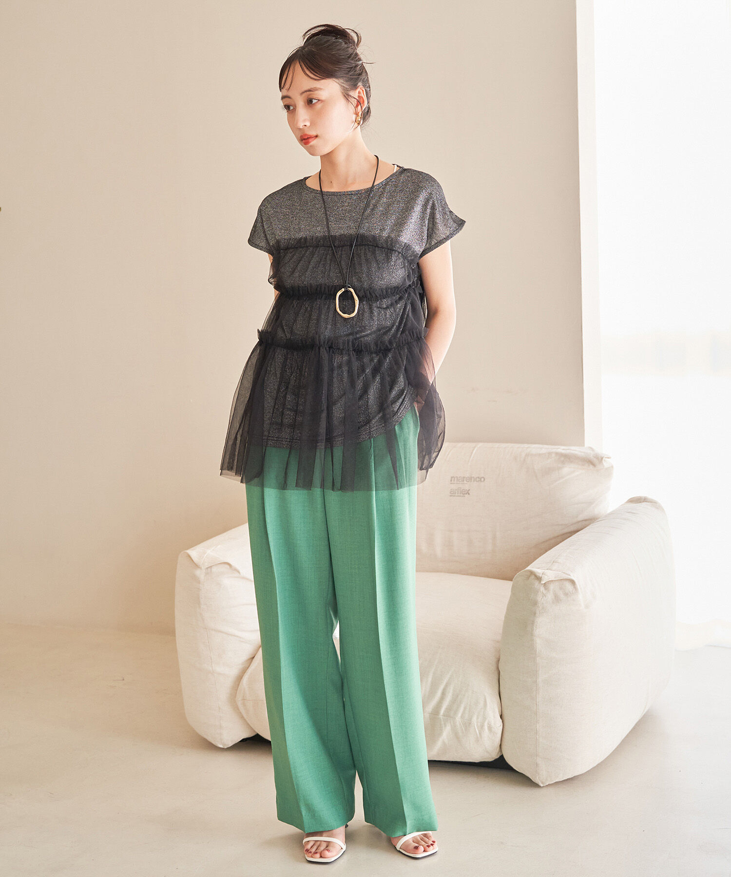 VIS「チュールコンビラメプルオーバー」|Tシャツ・カットソー|