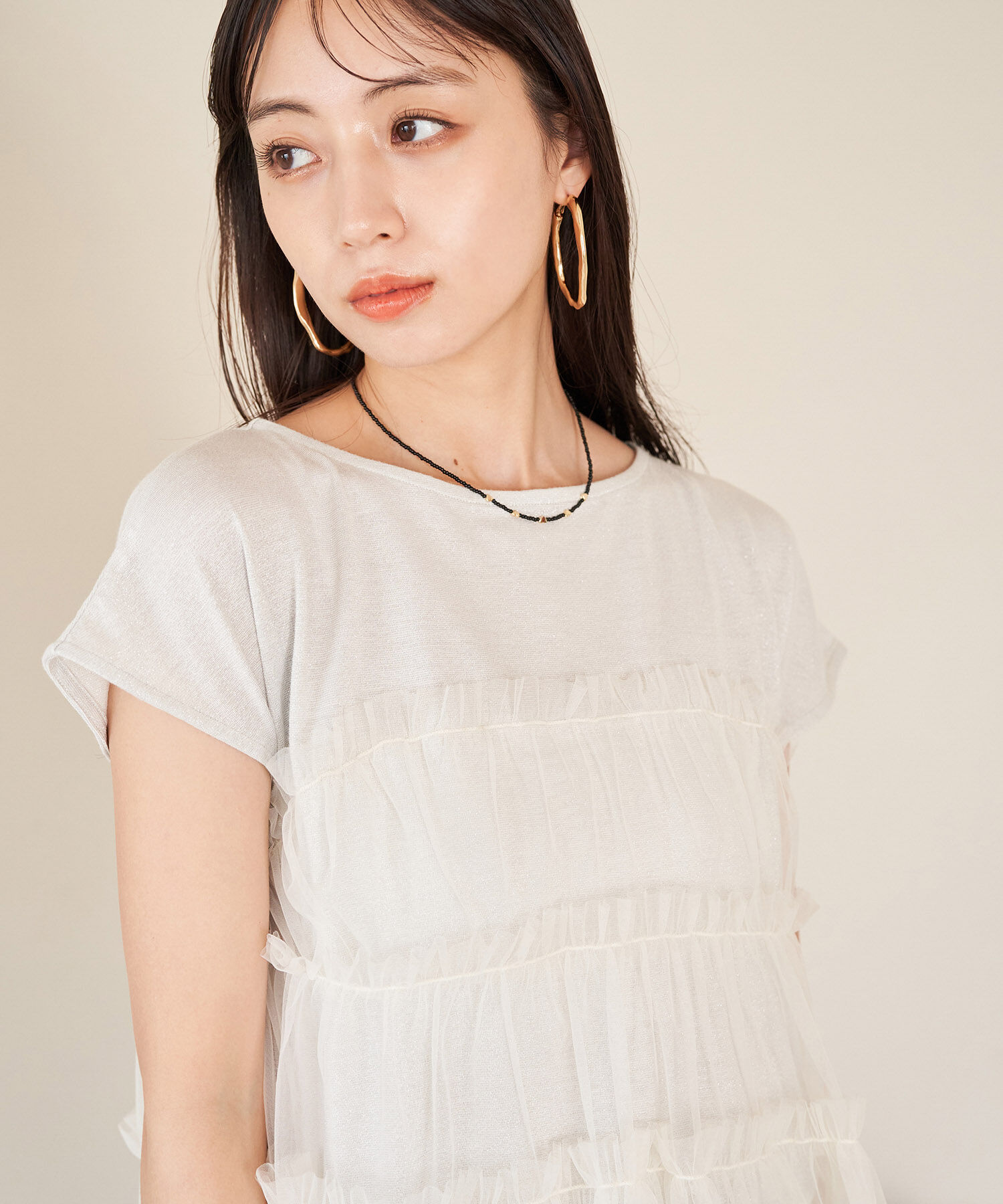 VIS「チュールコンビラメプルオーバー」|Tシャツ・カットソー|