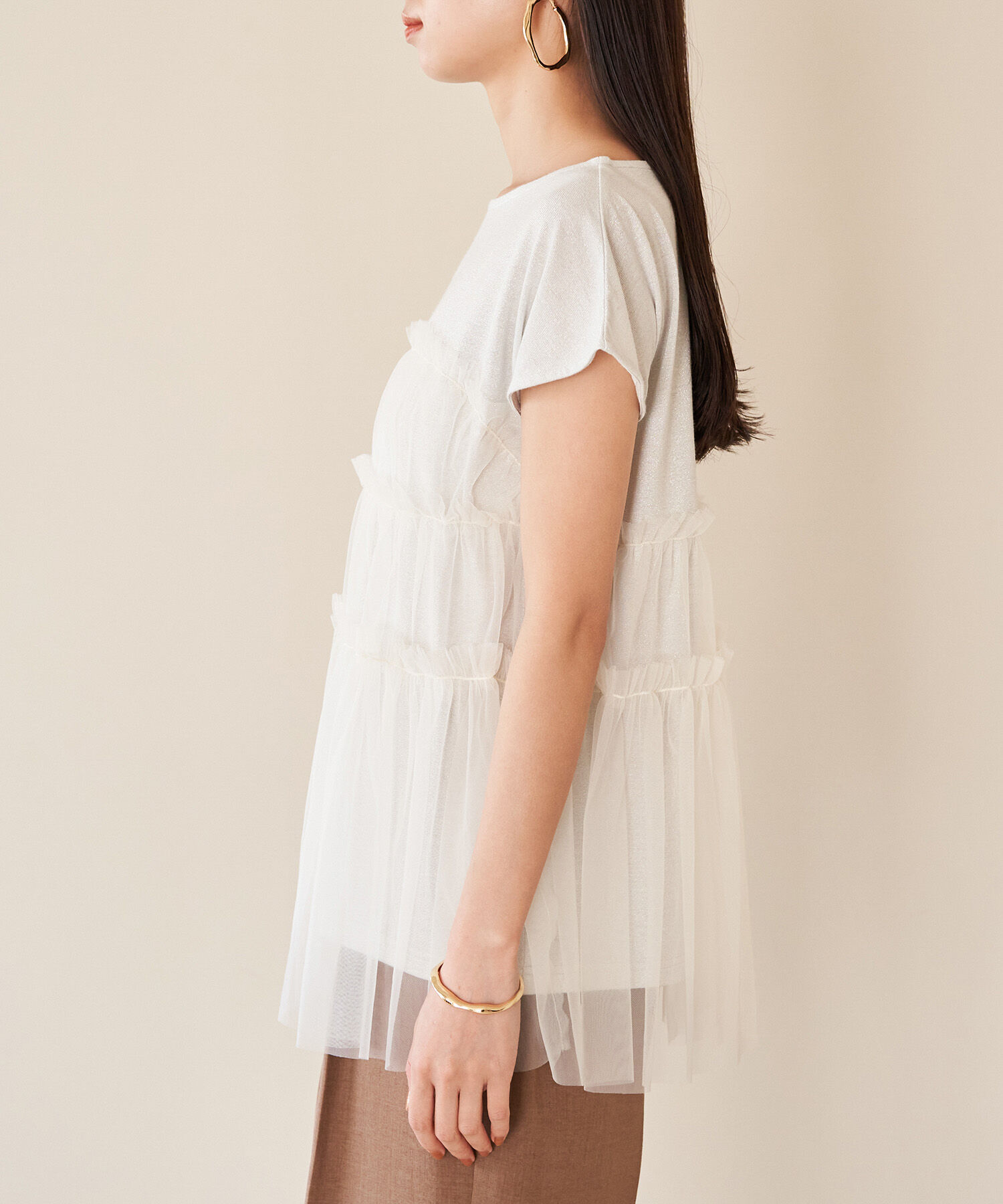 VIS「チュールコンビラメプルオーバー」|Tシャツ・カットソー|