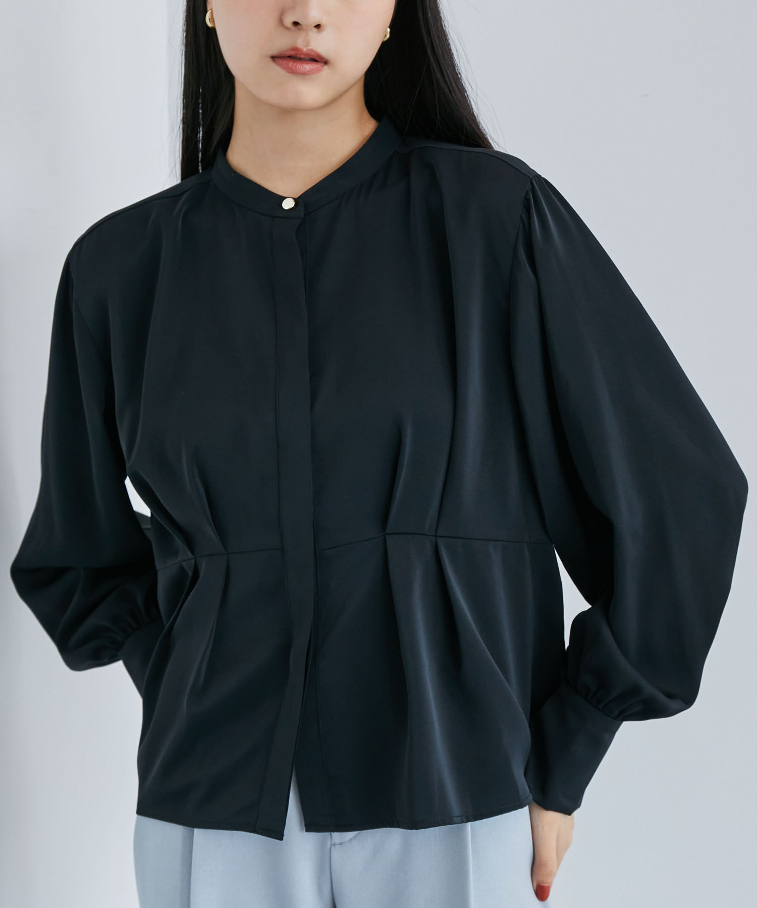 VIS「【洗える】ウエストタックブラウス」|シャツ・ブラウス|