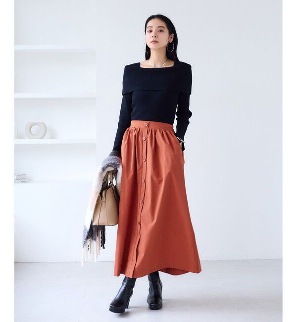 VIS「【WEB限定】フロントボタンフレアスカート」|スカート|