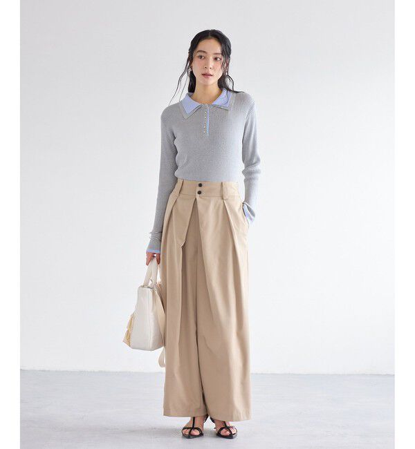 VIS「ダブルカラーポロニットトップス」|ニット・セーター|