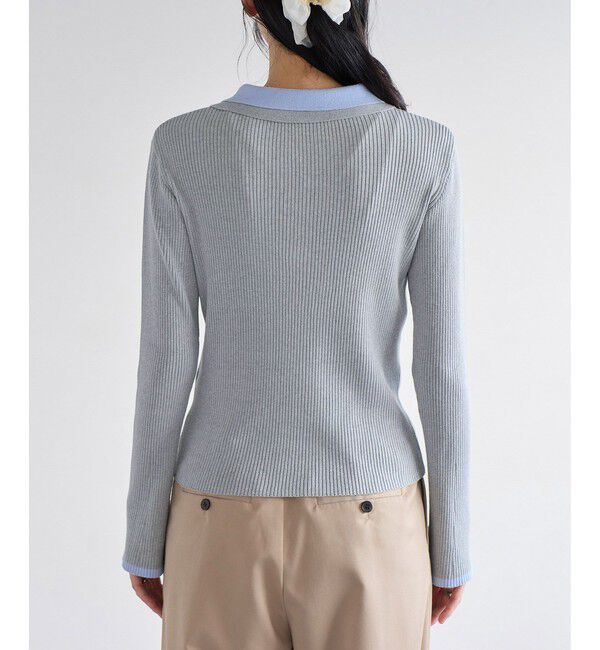 VIS「ダブルカラーポロニットトップス」|ニット・セーター|