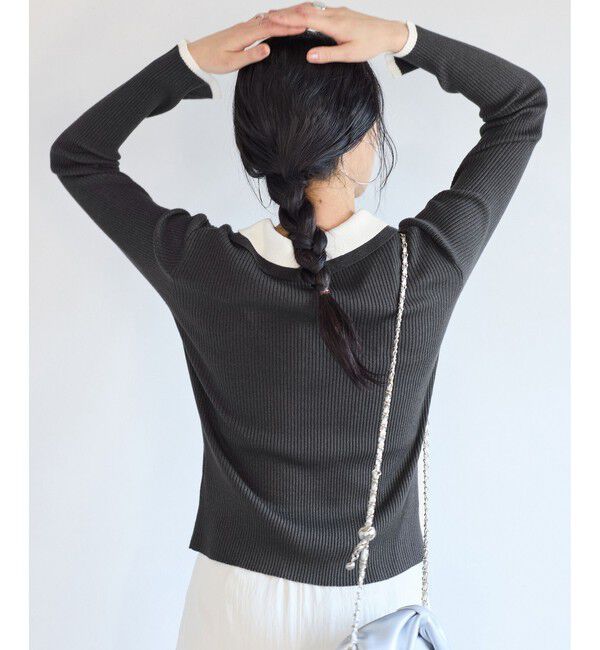 VIS「ダブルカラーポロニットトップス」|ニット・セーター|