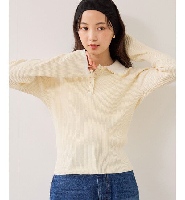 VIS「ダブルカラーポロニットトップス」|ニット・セーター|