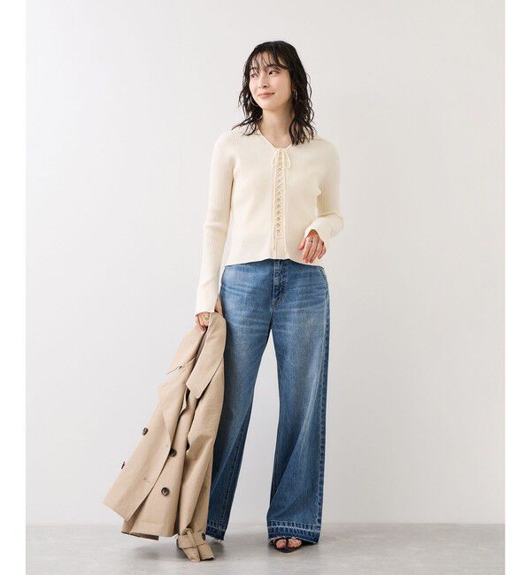 VIS「レースアップリブニット」|ニット・セーター|