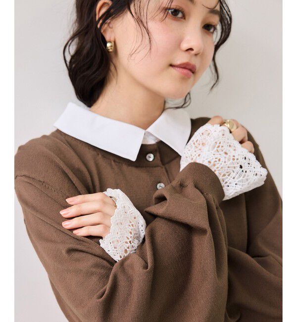 VIS「レースカフスドッキングニットカーディガン」|カーディガン|