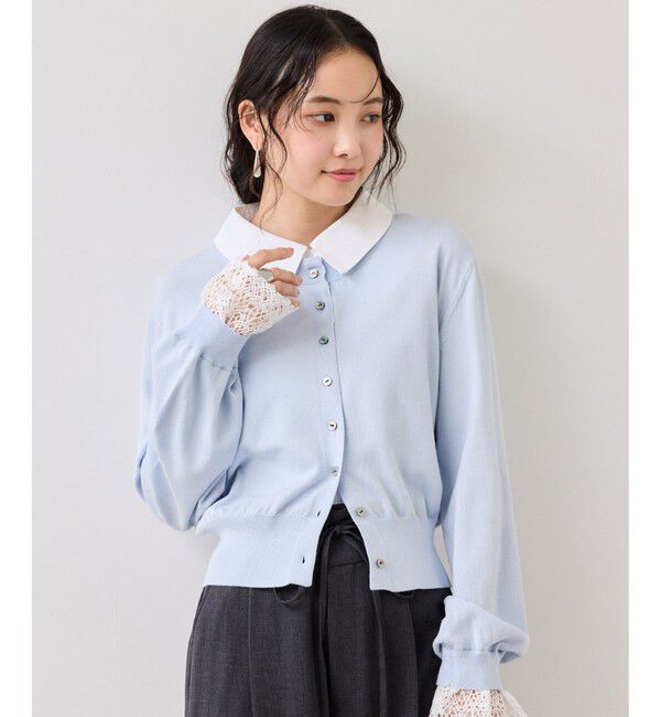 VIS「レースカフスドッキングニットカーディガン」|カーディガン|