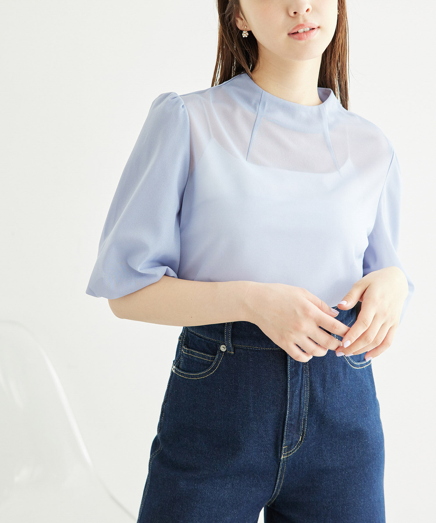 Rope&rsquo;Picnic「袖ボリュームブライトシアーブラウス」|シャツ・ブラウス|