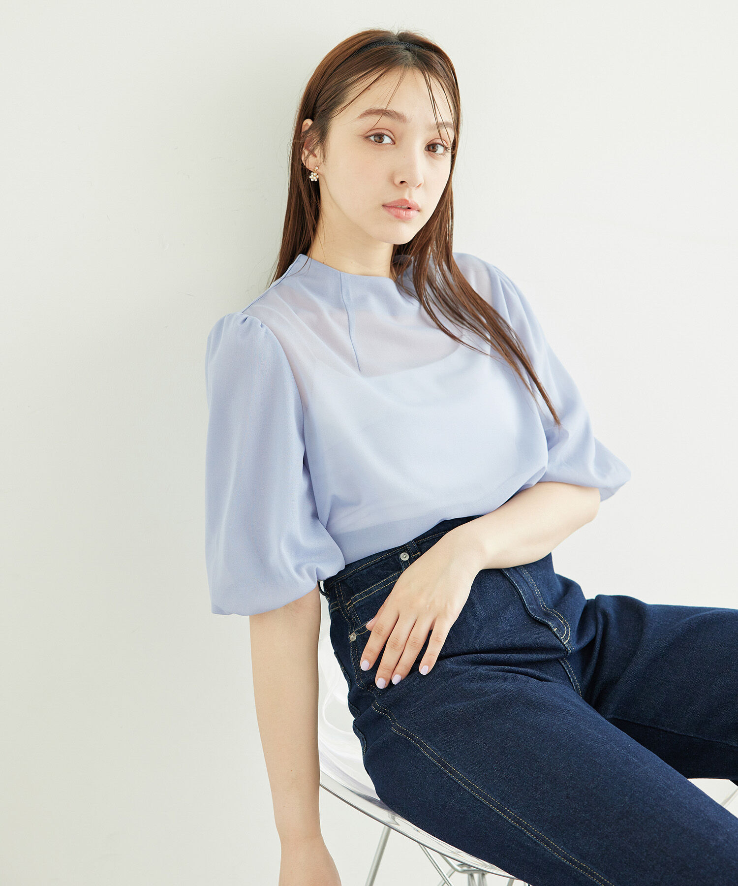 Rope&rsquo;Picnic「袖ボリュームブライトシアーブラウス」|シャツ・ブラウス|