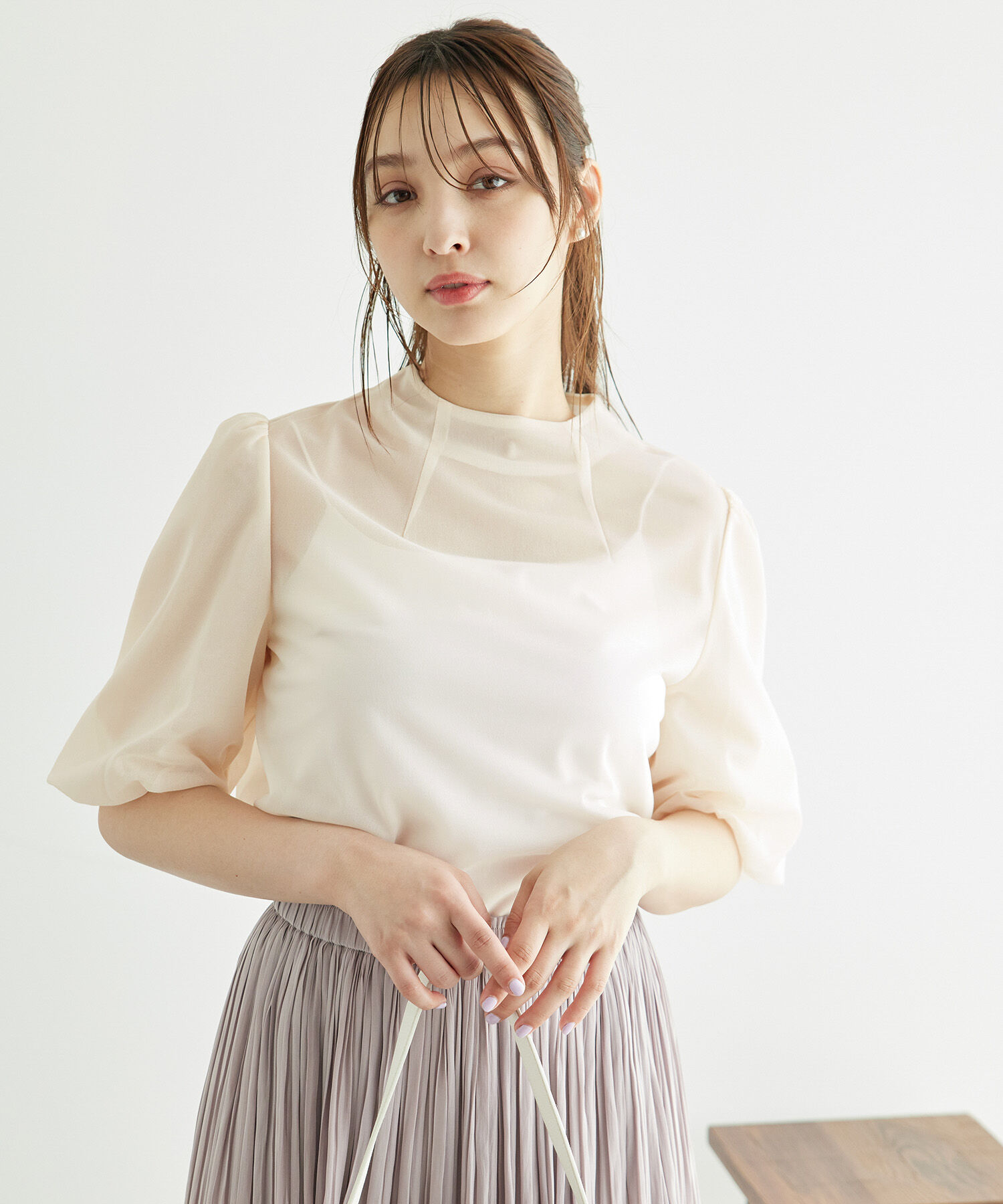 Rope&rsquo;Picnic「袖ボリュームブライトシアーブラウス」|シャツ・ブラウス|