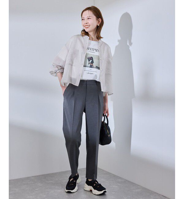 Rope&rsquo;Picnic「着丈が選べるバンドカラーストライプシアーシャツ」|シャツ・ブラウス|