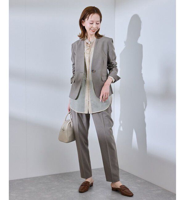 Rope&rsquo;Picnic「着丈が選べるバンドカラーストライプシアーシャツ」|シャツ・ブラウス|