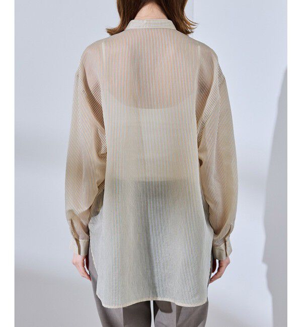 Rope&rsquo;Picnic「着丈が選べるバンドカラーストライプシアーシャツ」|シャツ・ブラウス|