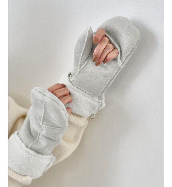 ROPE PICNIC PASSAGE「洗えるひも付きミトングローブ」|手袋|ライトグレー(08)