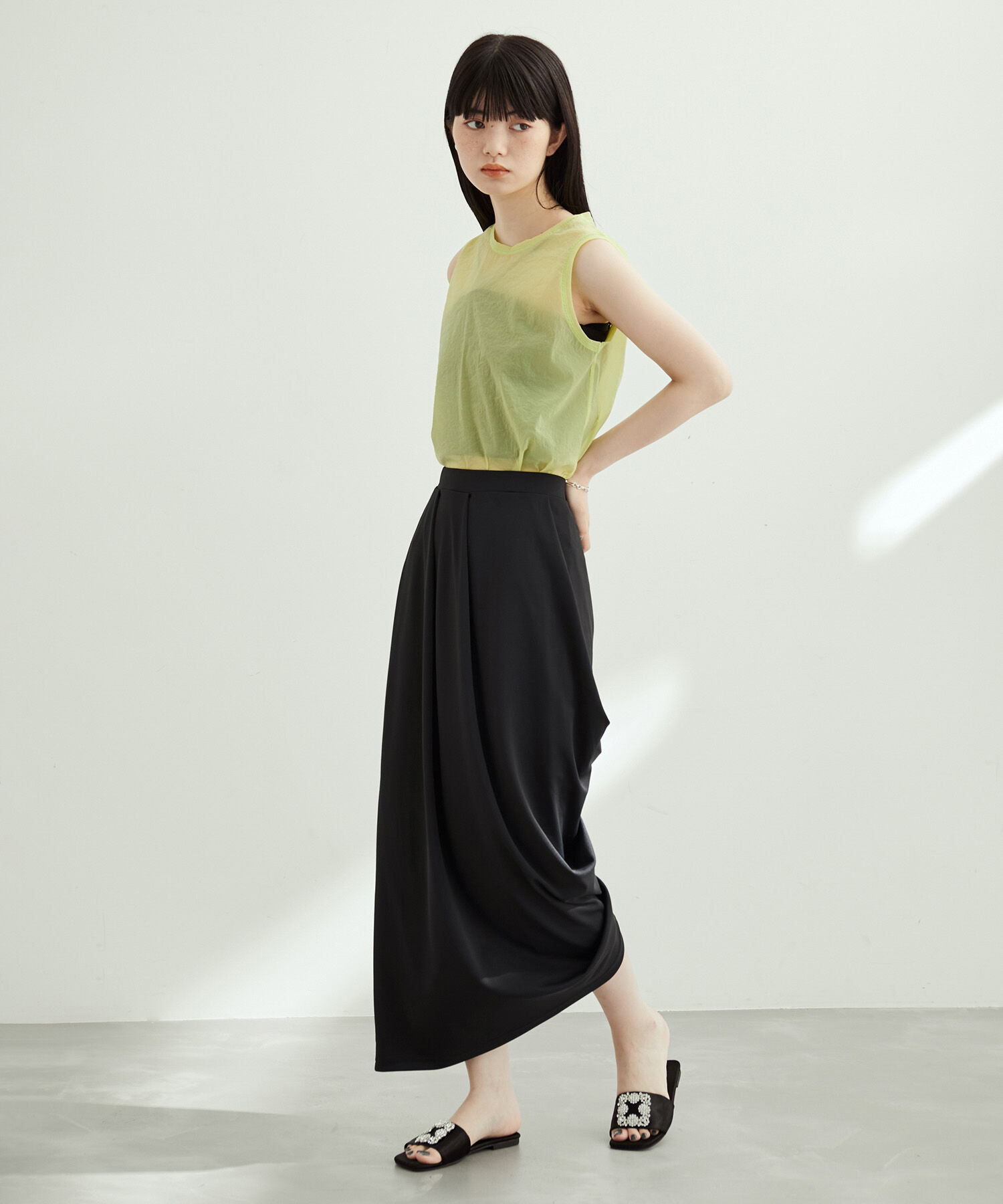 ADAM ET ROPE'「【サステナブル】スムースドレープスカート」|スカート|