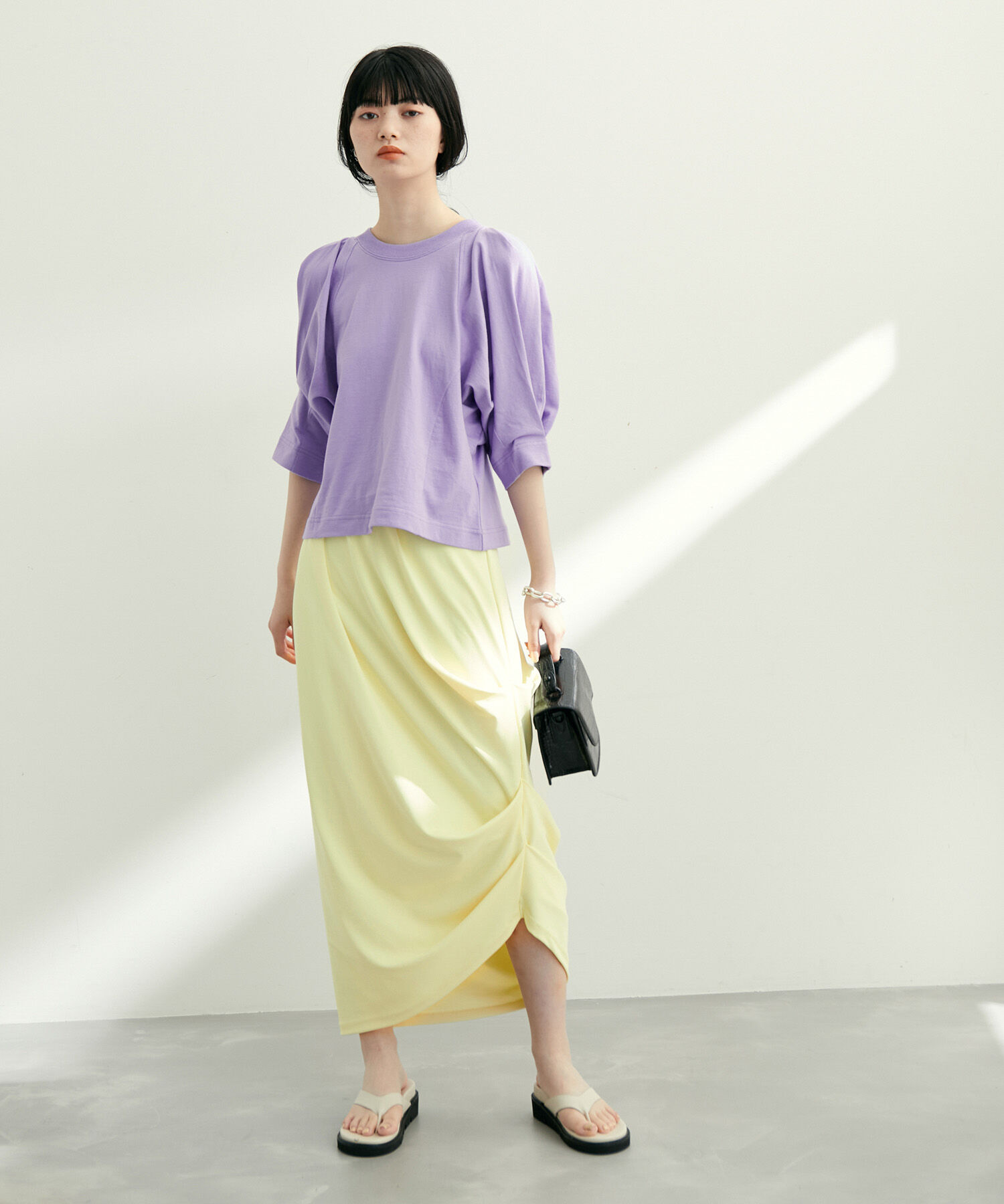 ADAM ET ROPE'「【サステナブル】スムースドレープスカート」|スカート|