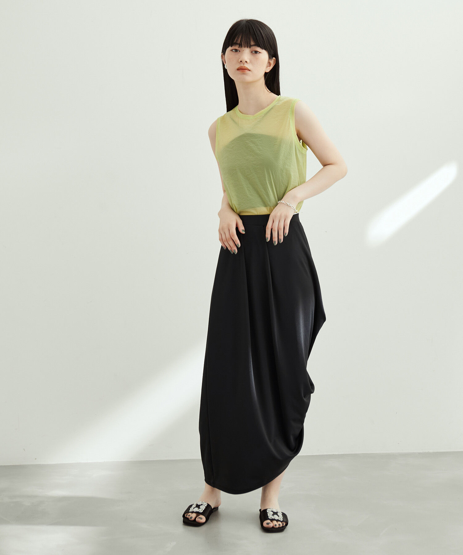 ADAM ET ROPE'「【サステナブル】スムースドレープスカート」|スカート|