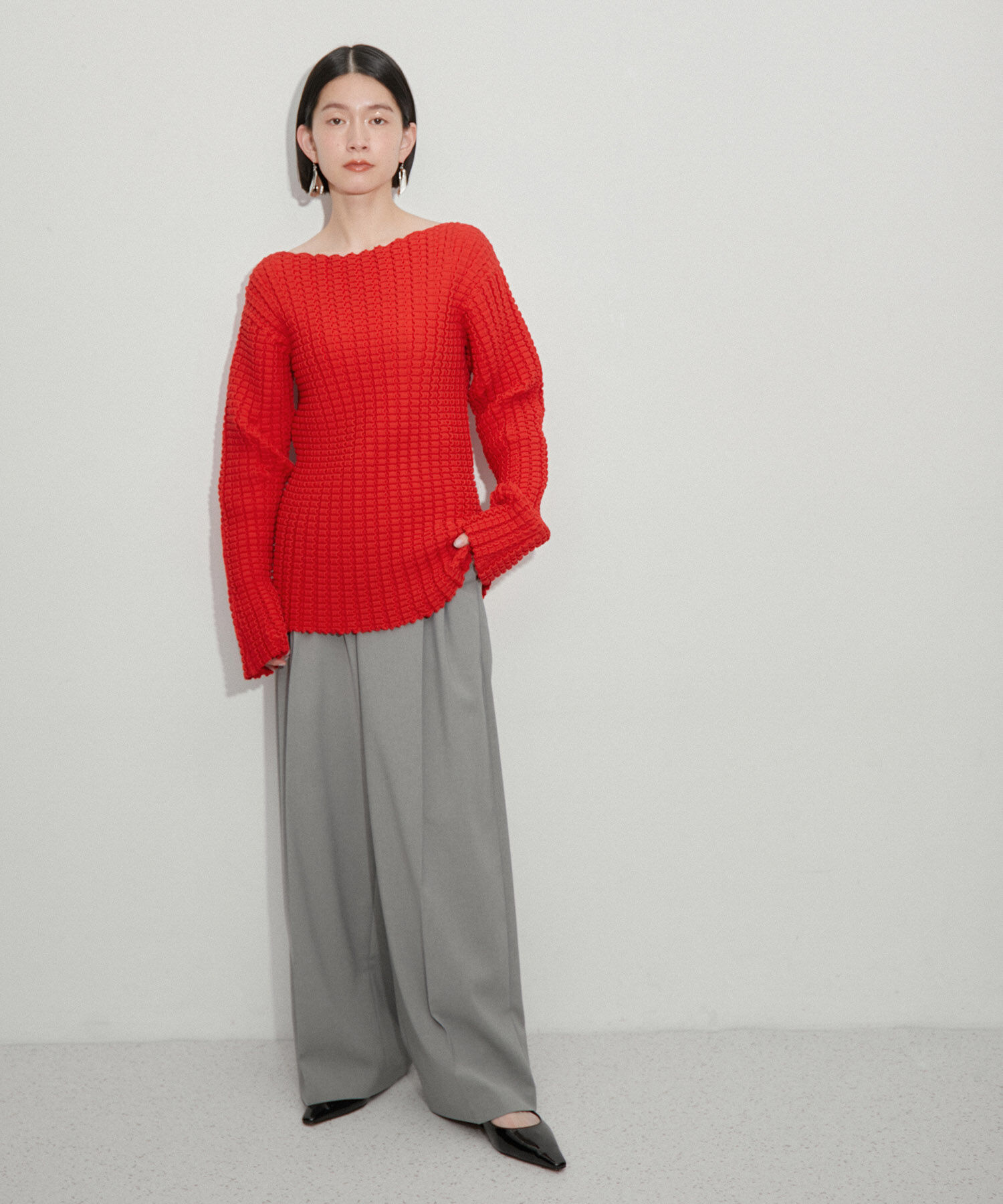 ADAM ET ROPE'「【サステナブル】凹凸ワッフルプルオーバー」|Tシャツ・カットソー|