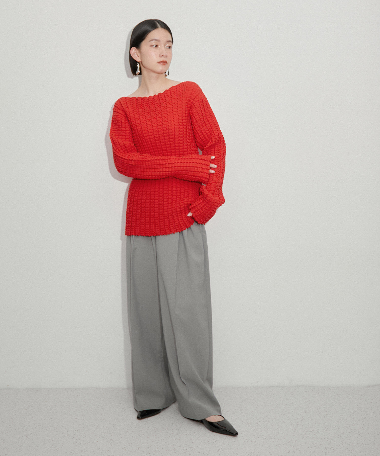 ADAM ET ROPE'「【サステナブル】凹凸ワッフルプルオーバー」|Tシャツ・カットソー|