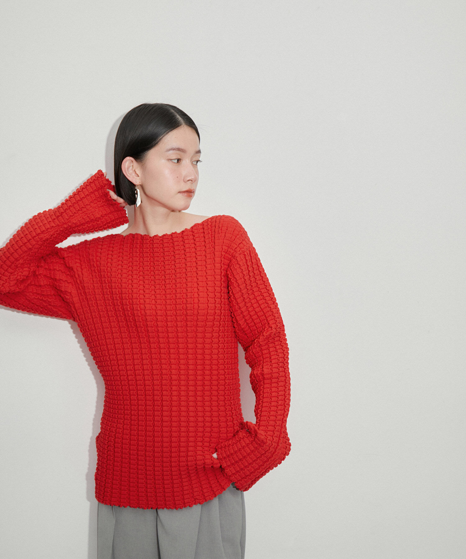 ADAM ET ROPE'「【サステナブル】凹凸ワッフルプルオーバー」|Tシャツ・カットソー|