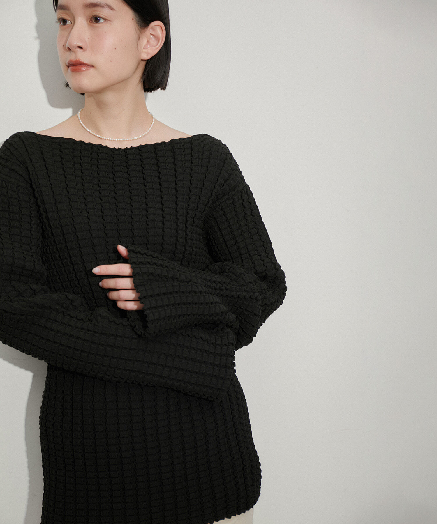 ADAM ET ROPE'「【サステナブル】凹凸ワッフルプルオーバー」|Tシャツ・カットソー|