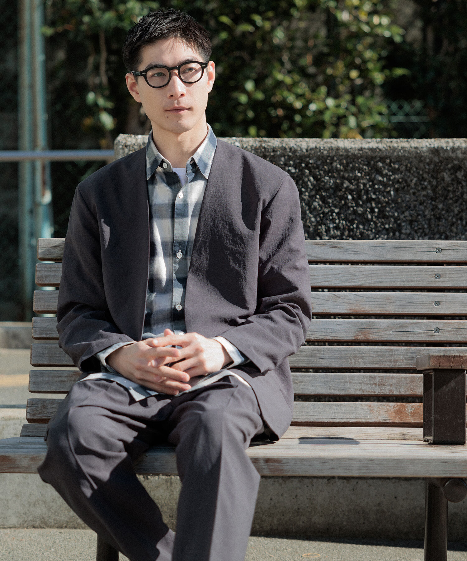 ADAM ET ROPE'「2点セット【RIRANCHA / リランチェ】セットアップ / ノーカラージャケット＆イージーパンツ / イージーケア」|スーツ|