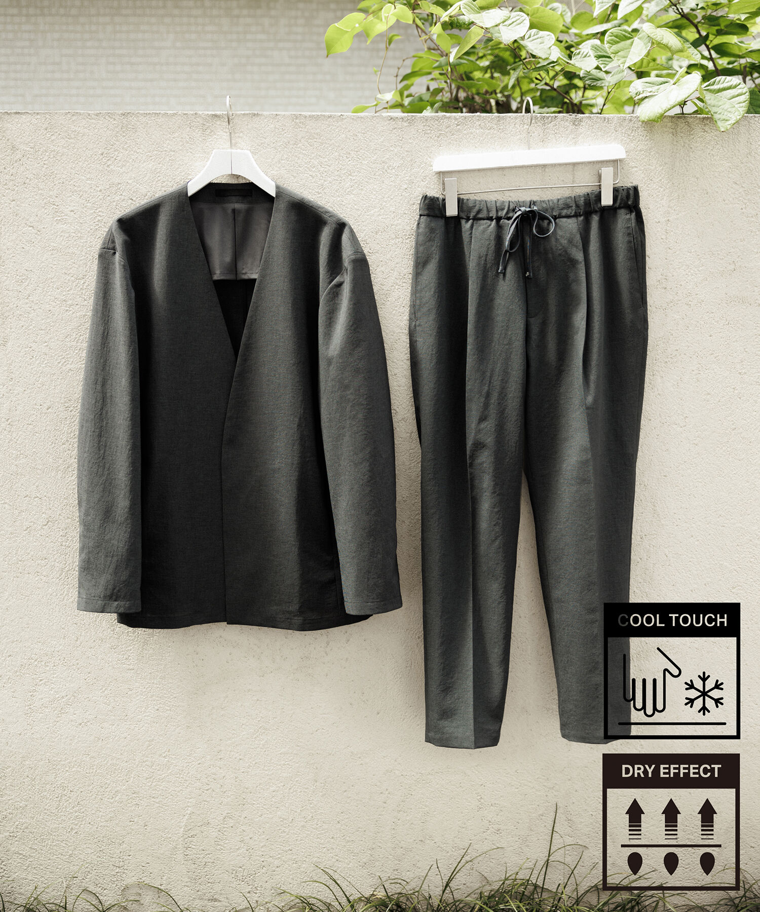 ADAM ET ROPE'「2点セット【RIRANCHA / リランチェ】セットアップ / ノーカラージャケット＆イージーパンツ / イージーケア」|スーツ|