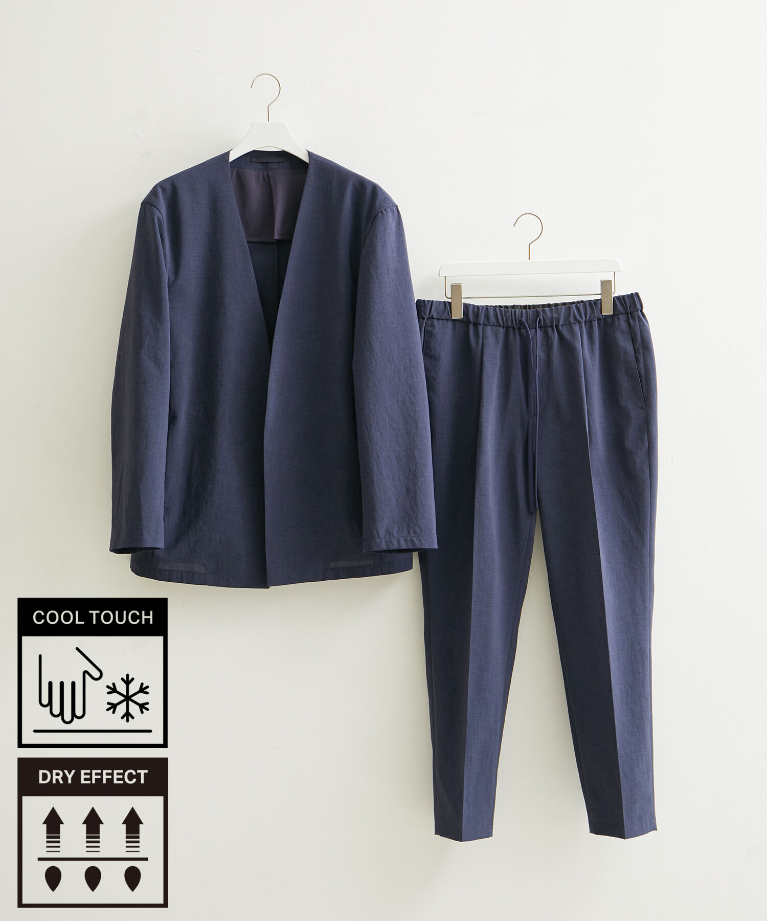 ADAM ET ROPE'「2点セット【RIRANCHA / リランチェ】セットアップ / ノーカラージャケット＆イージーパンツ / イージーケア」|スーツ|