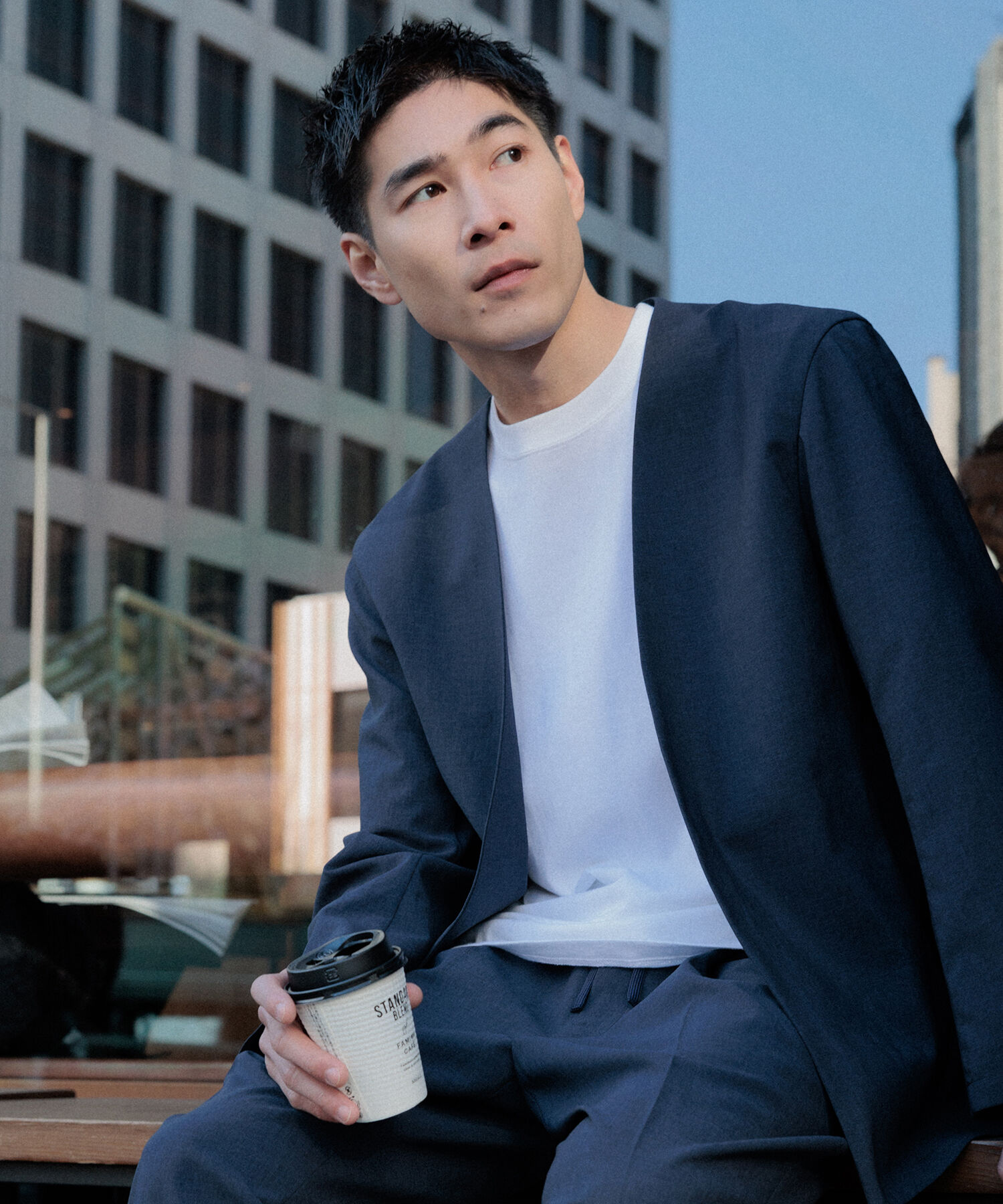 ADAM ET ROPE'「2点セット【RIRANCHA / リランチェ】セットアップ / ノーカラージャケット＆イージーパンツ / イージーケア」|スーツ|