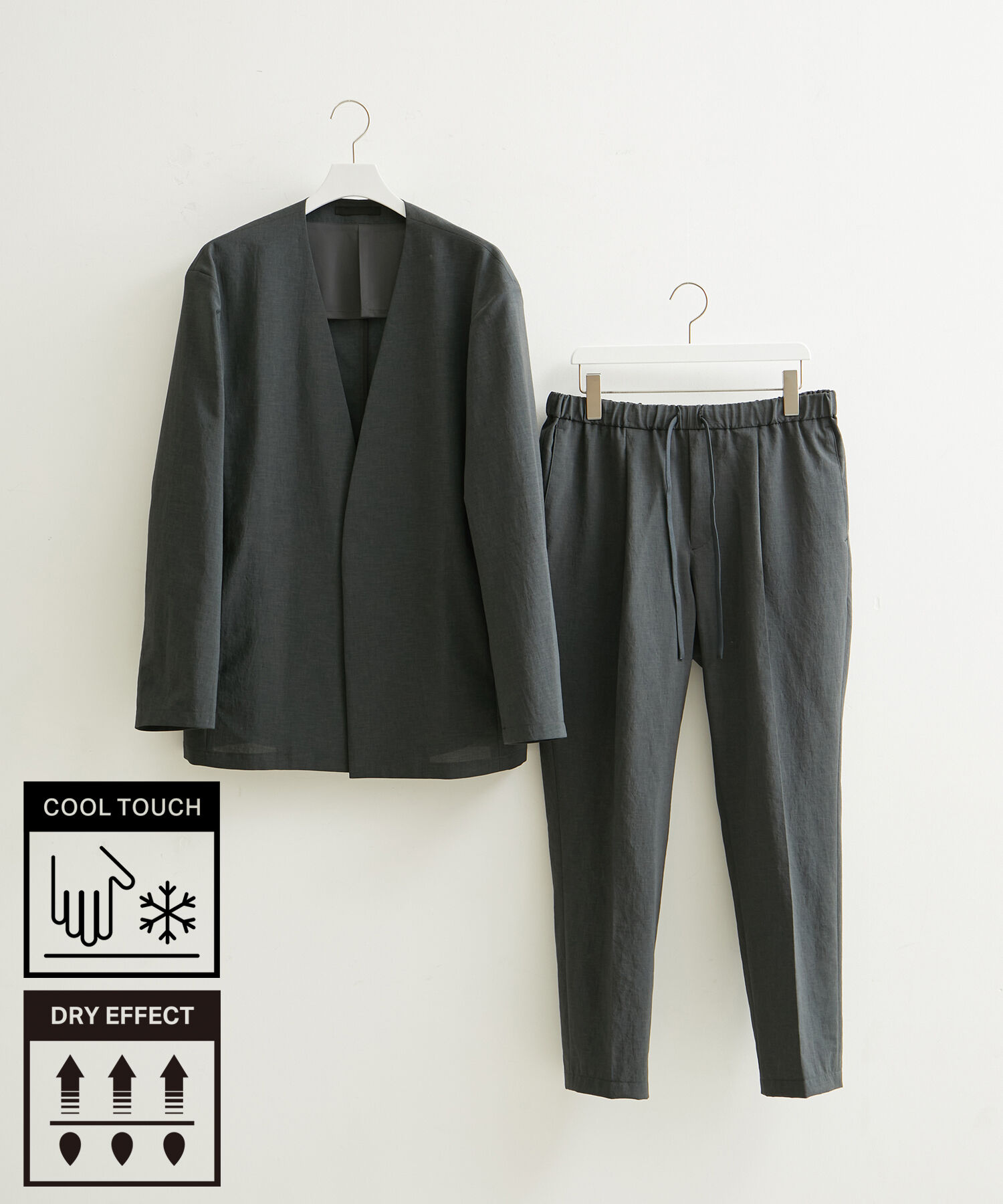 ADAM ET ROPE'「2点セット【RIRANCHA / リランチェ】セットアップ / ノーカラージャケット＆イージーパンツ / イージーケア」|スーツ|