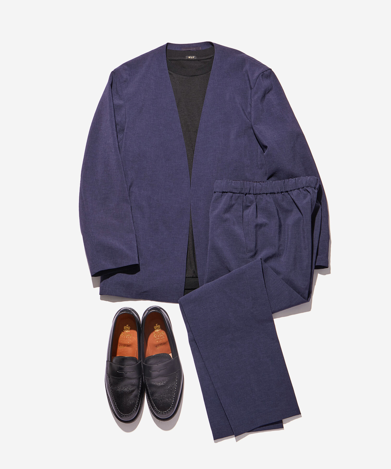 ADAM ET ROPE'「2点セット【RIRANCHA / リランチェ】セットアップ / ノーカラージャケット＆イージーパンツ / イージーケア」|スーツ|ネイビー系(41)