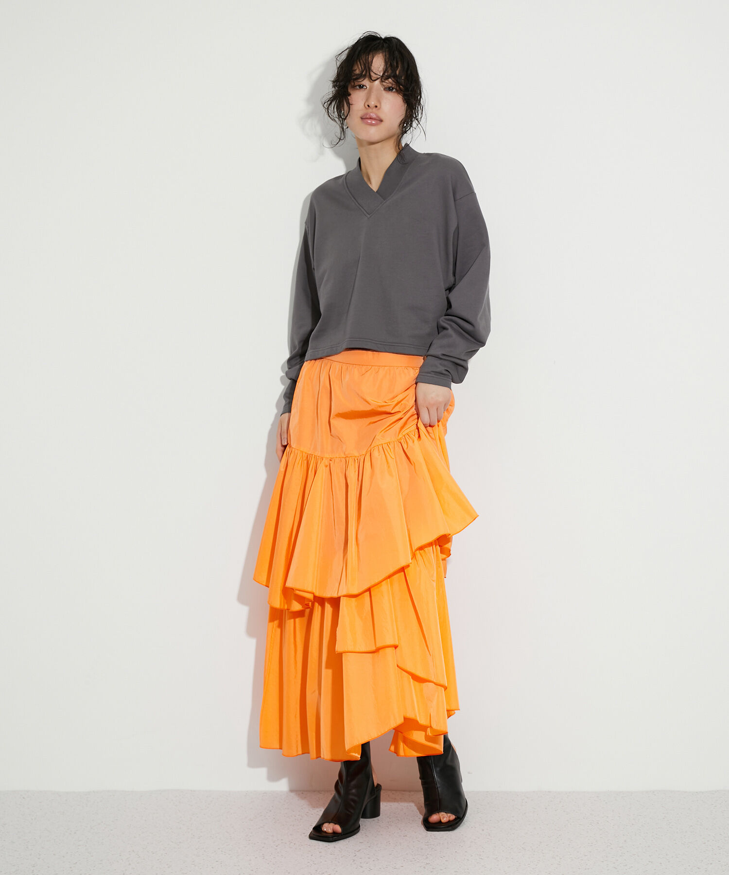 ADAM ET ROPE'「タックスリーブロンTEE」|Tシャツ・カットソー|