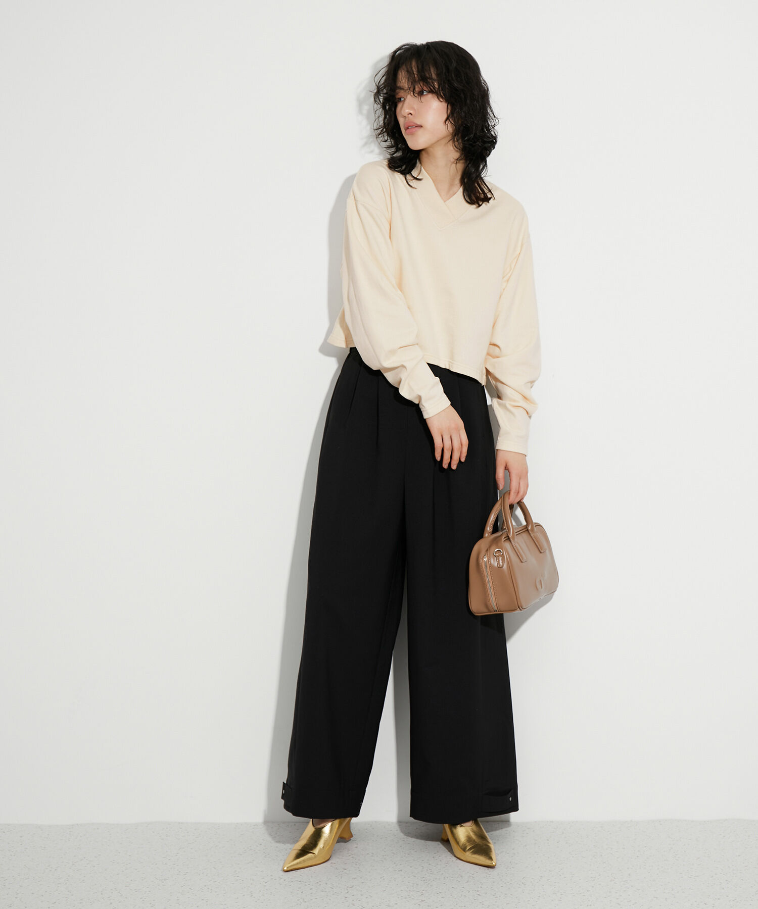 ADAM ET ROPE'「タックスリーブロンTEE」|Tシャツ・カットソー|