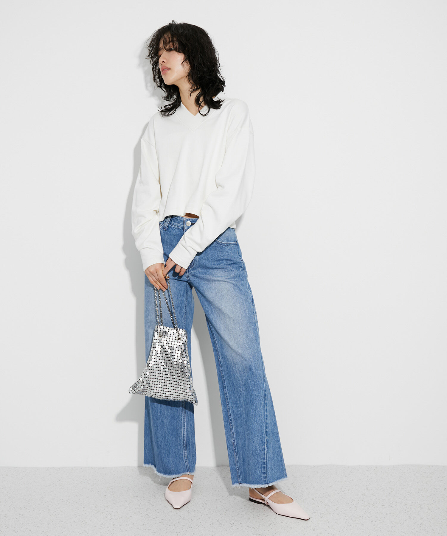 ADAM ET ROPE'「タックスリーブロンTEE」|Tシャツ・カットソー|