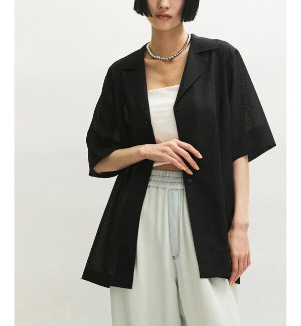 ADAM ET ROPE'「【接触冷感】ライトシャツジャケット」|シャツ・ブラウス|ブラック(01)