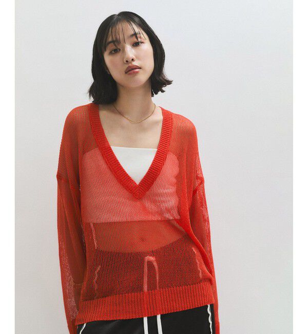 ADAM ET ROPE'「シアーVネックトップス」|Tシャツ・カットソー|