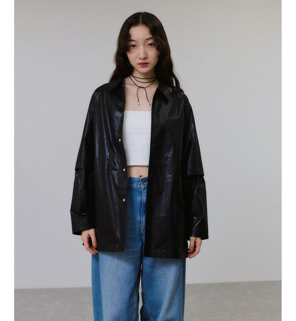 ADAM ET ROPE'「2WAYスリーブコーティングシャツブルゾン」|ブルゾン・スタジャン|